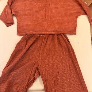 Ikikiz cotton lounge set in Rust